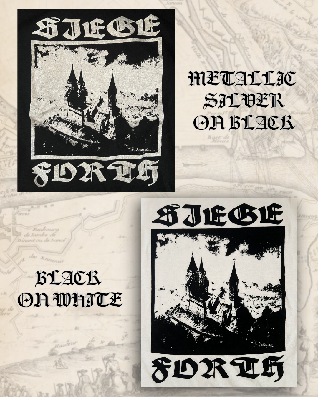 "SIEGE FORTH" Screen-Printed T-Shirt