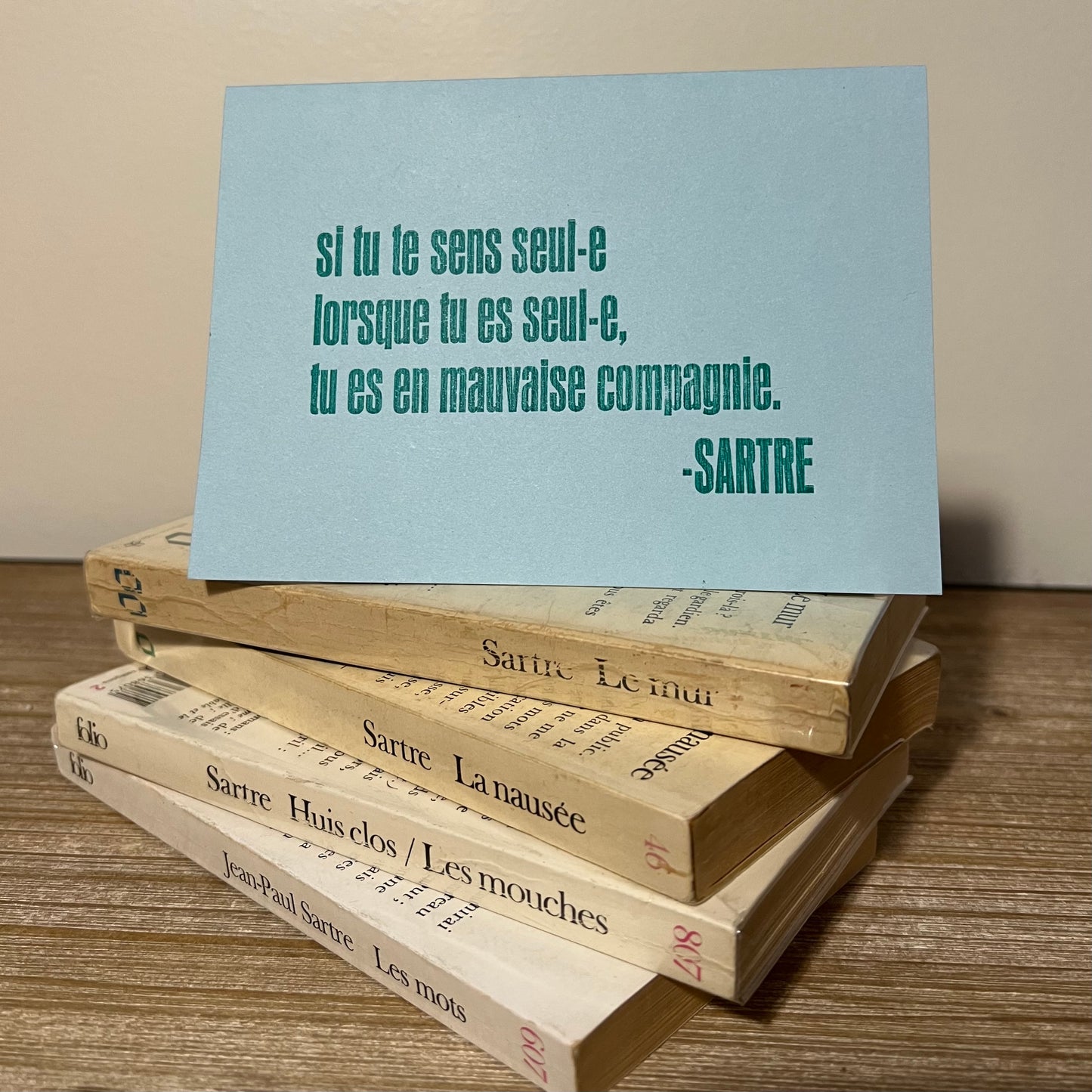 Jean-Paul Sartre Quotation Letterpress Card