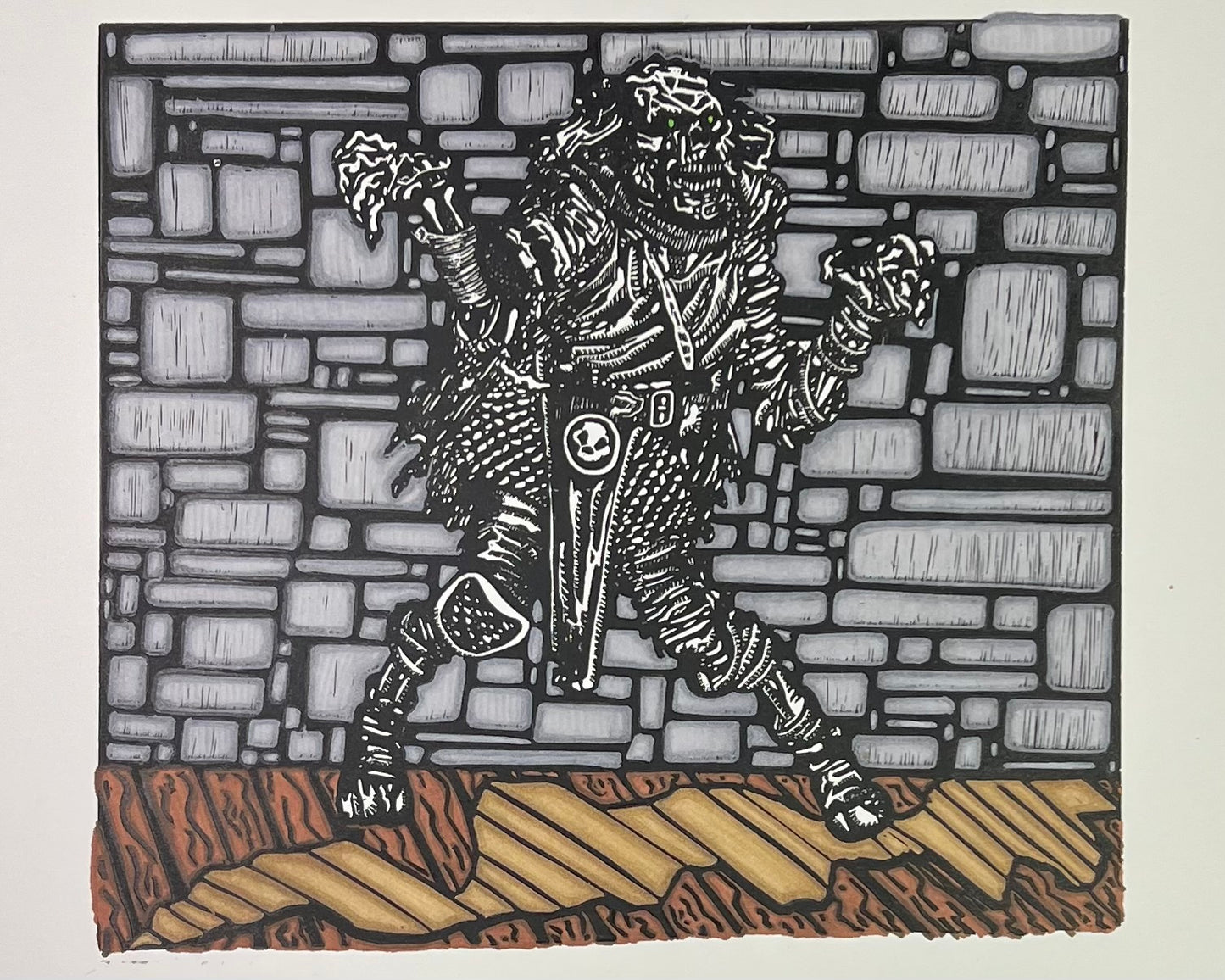 Lich Embellished Linoprint