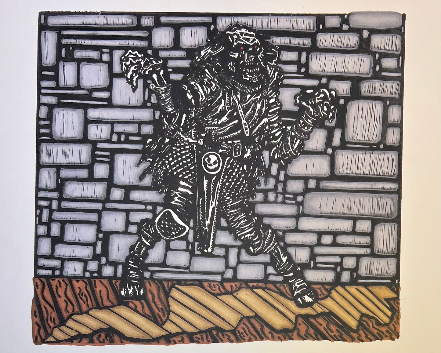 Lich Embellished Linoprint