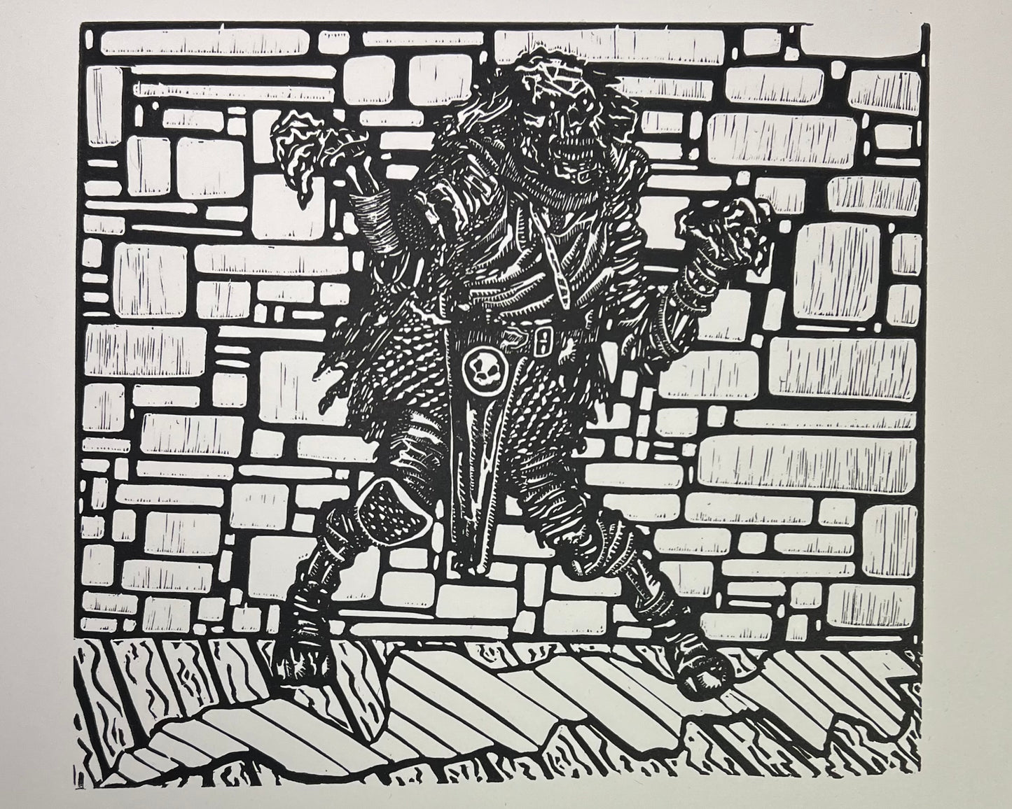 Lich Embellished Linoprint