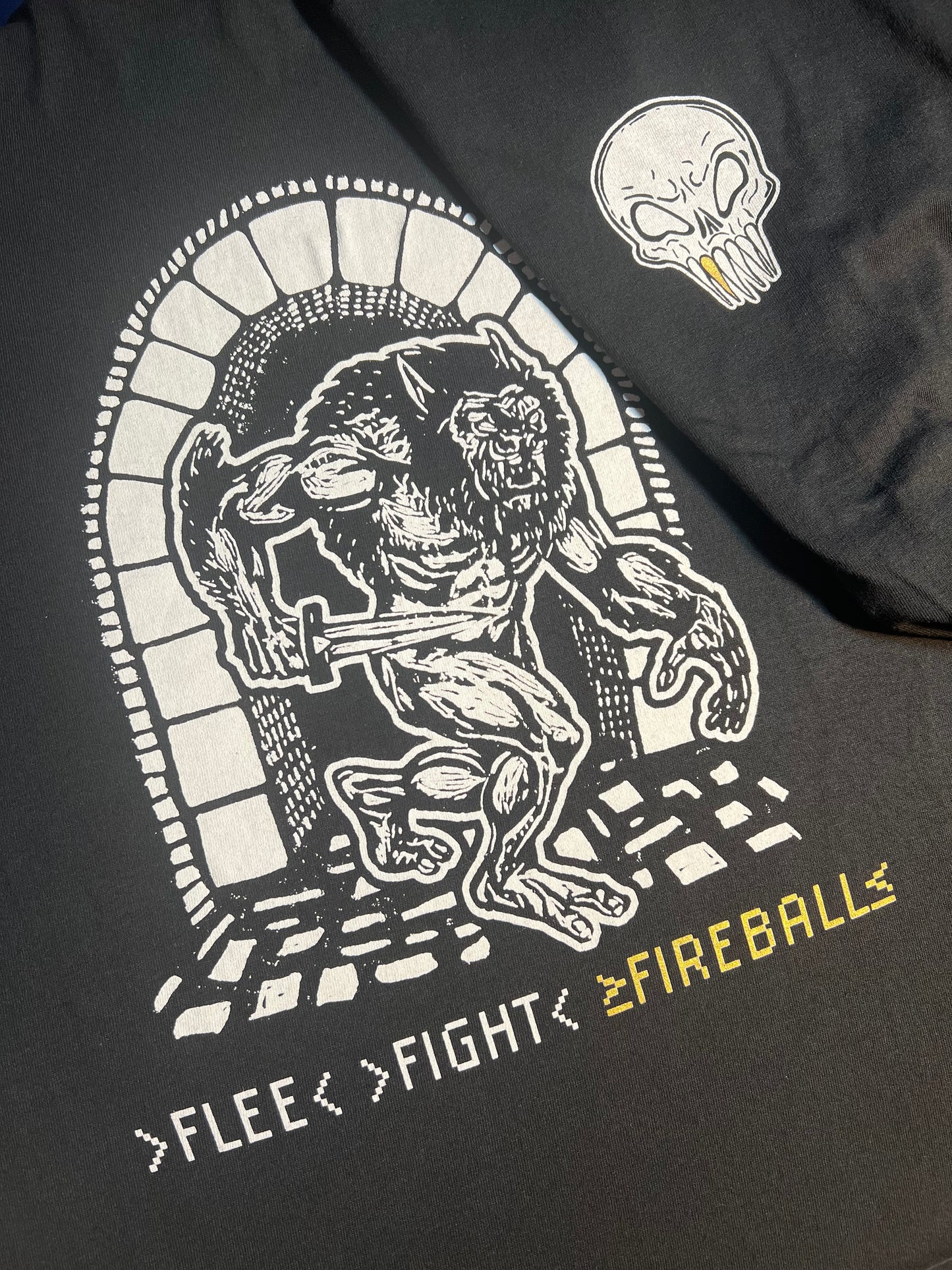 FLEE FIGHT FIREBALL Screen-Printed T-Shirt