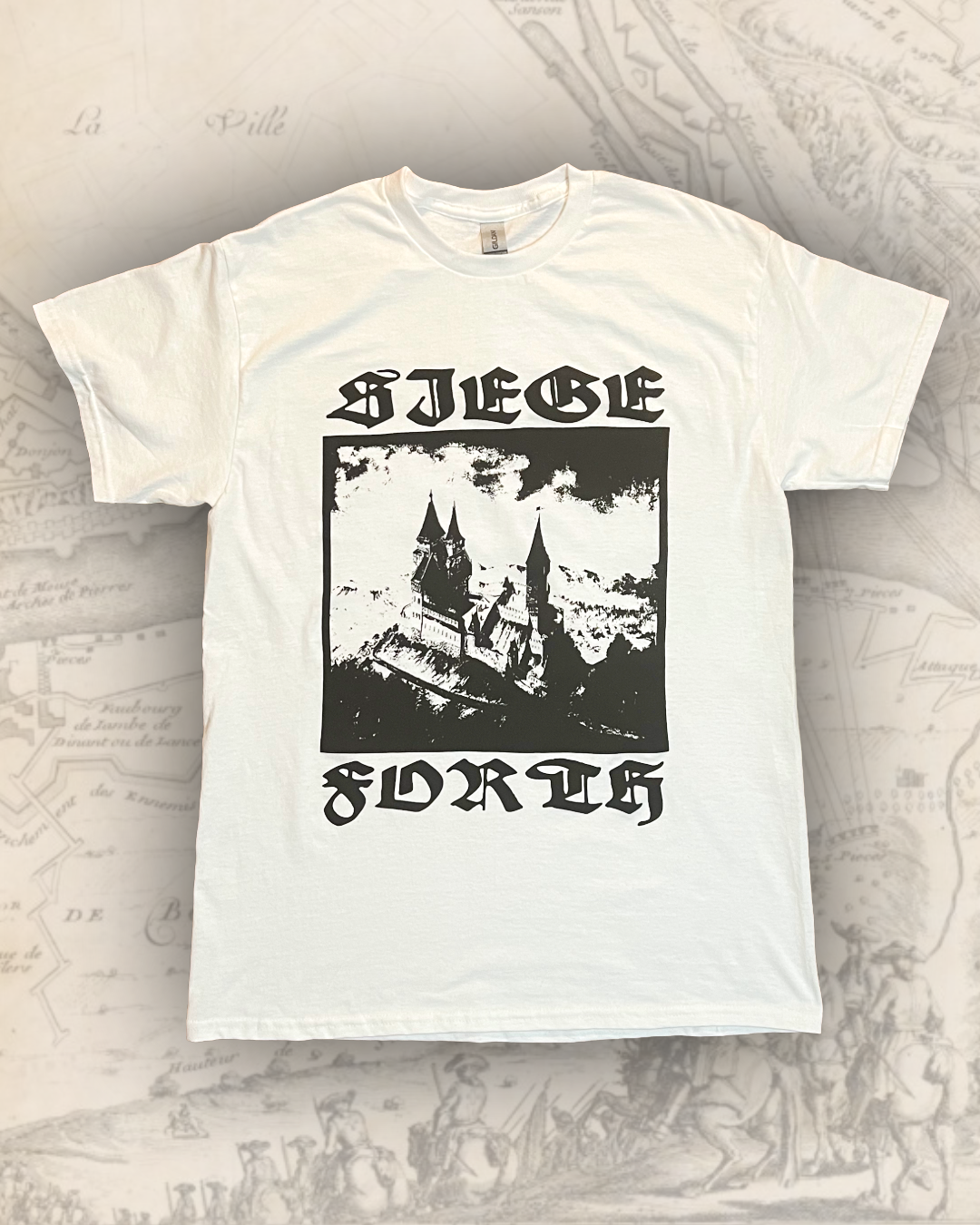 "SIEGE FORTH" Screen-Printed T-Shirt