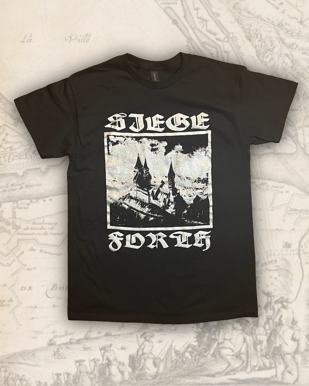 "SIEGE FORTH" Screen-Printed T-Shirt