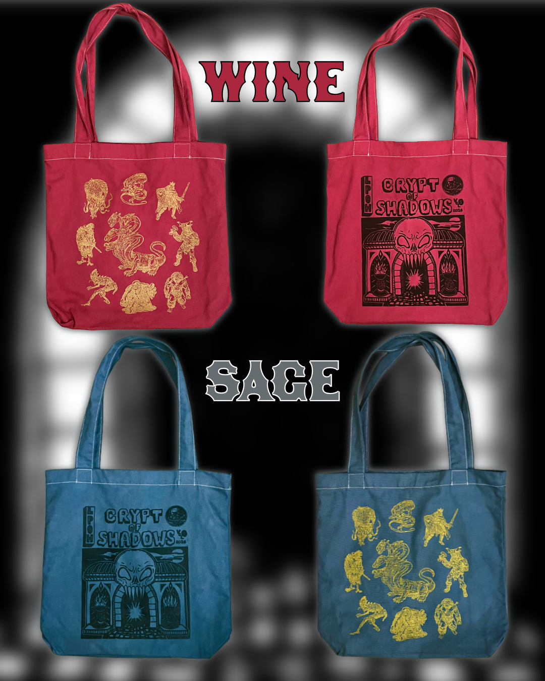 Crypt Of Shadows Screen-Printed Tote Bag