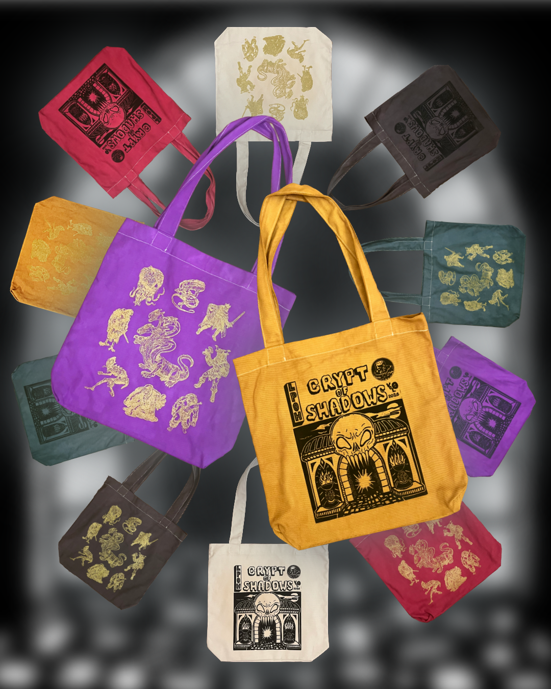 Crypt Of Shadows Screen-Printed Tote Bag