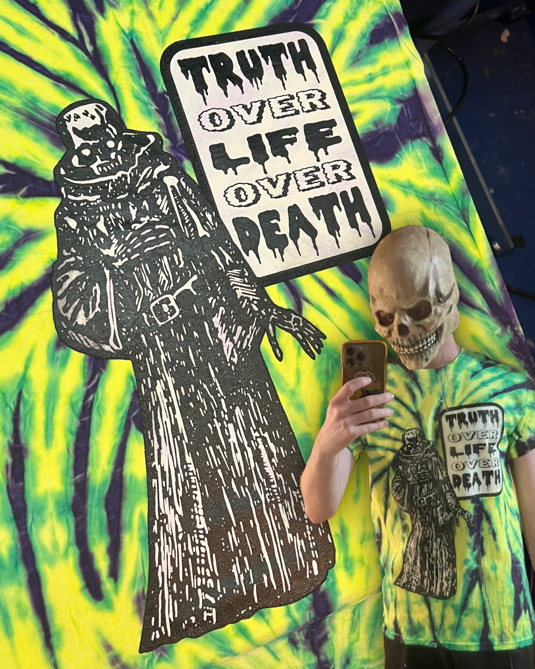 TRUTH SEEKER Screen Printed Tie-Dye Shirt