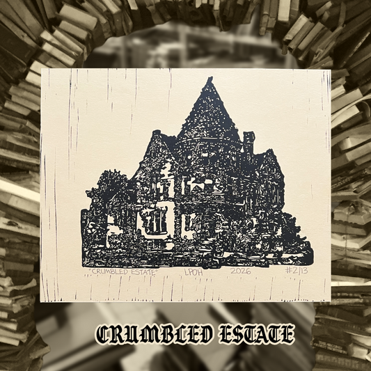 Crumbled Estate Linocut Print
