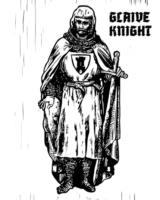 Glaive Knight Linocut Print