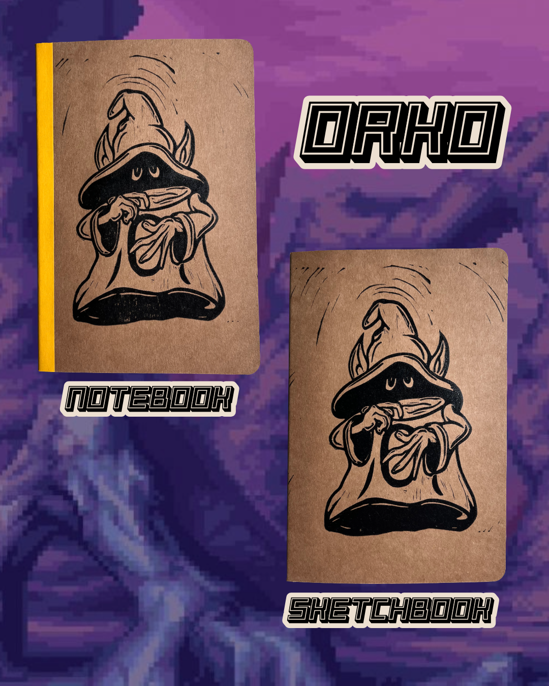 Orko Linocut Notebooks and Sketchbooks